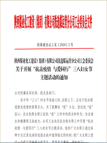 聚焦“防疫”戰(zhàn)役，陜煤建設洗選煤運營公司女工撐起“半邊天”